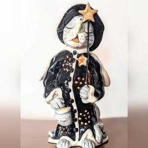 Blue Sky Charlie Cat Witch Ceramic Tea Light Signed Halloween